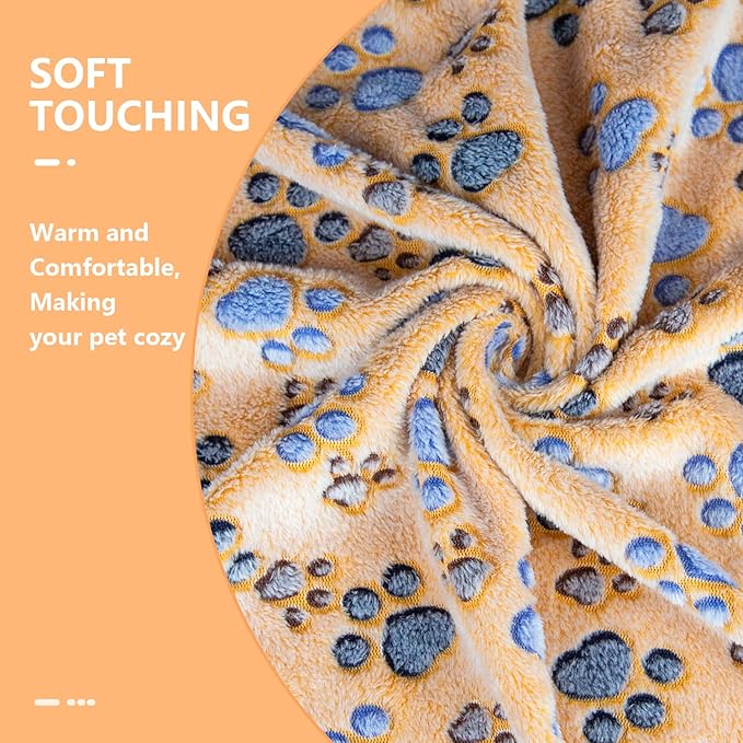 LeapSheep Pet Blankets for Dogs Cats - 3Pack Heart Pattern Super Soft Fluffy Dog Blankets for Small Medium Large Doggy Kitten (Paws, Medium)