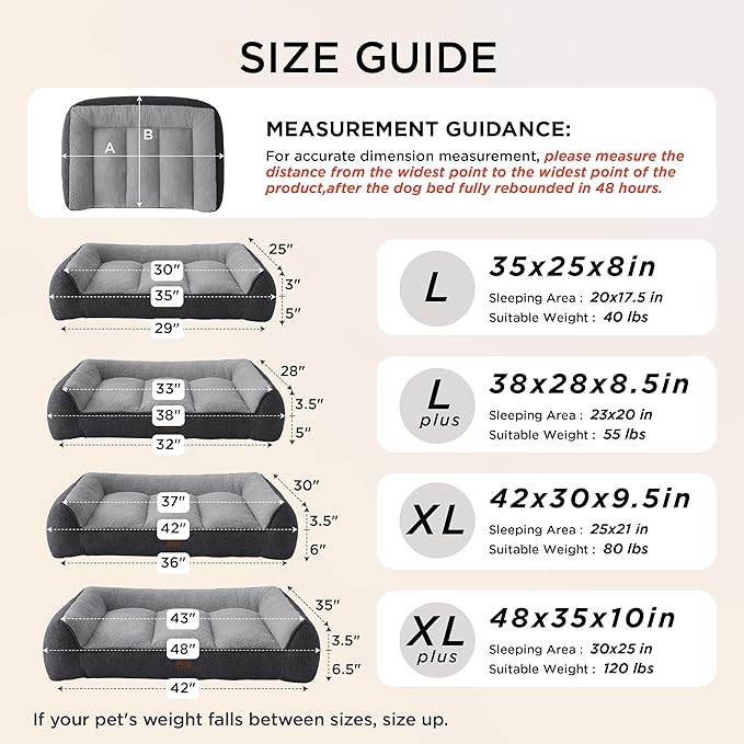 Bedsure Orthopedic Dog Beds Large Medium Sized Dog - Extra Thick Supportive Medium Dogs Bed with Waterproof Washable Cover, Comfort Pet Bed Sofa with Soft Plush Sherpa and Nonskid Bottom, Grey, 35"