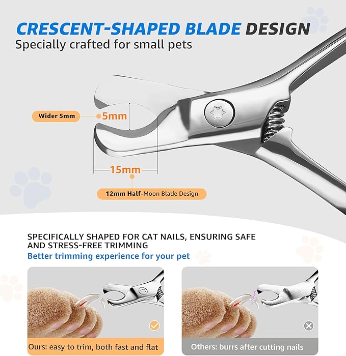 Pet Nail Clippers for Cats & Small Medium Dogs Puppies, Cat Nail Trimmer with All-Steel Material, Extra-Sharp Durable Blades, Ergonomic Handle, Professional Grooming Tool with Free Nail File