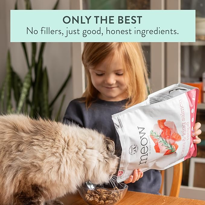 The New Zealand Natural Pet Food Co Meow Air Dried Cat Food - Chicken & King Salmon Recipe, Dry Cat Food, High Protein Meals, Treats & Toppers,26.5 oz