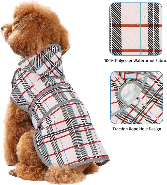 Dog Raincoat Hooded,Waterproof Rain Coat for Dogs with Adjustable Belly Strap,Reflective Strips, Lightweight Slicker Poncho Rain Jacket for Small Medium Large Dogs