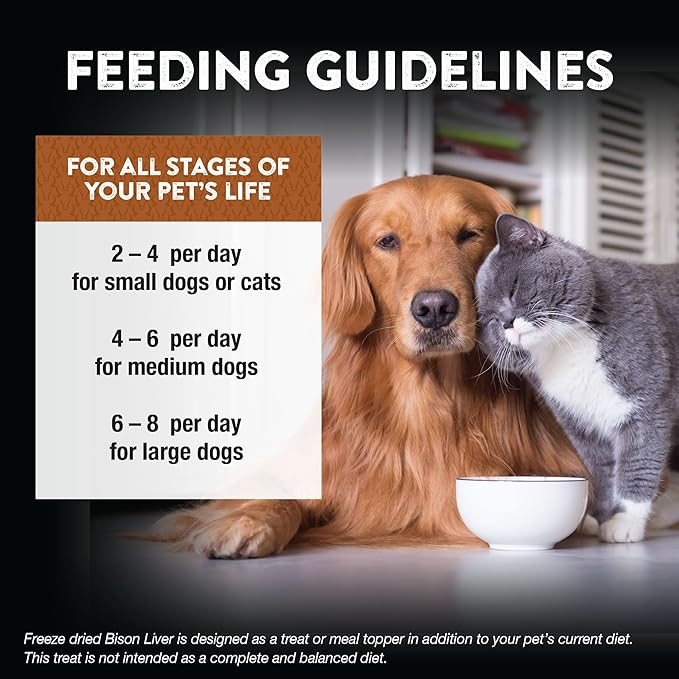 Northwest Naturals Raw Rewards Freeze-Dried Bison Liver Treats for Dogs and Cats - Bite-Sized Pieces - Healthy, 1 Ingredient, Human Grade Ingredients, All Natural, Proudly Made in USA, 3 Oz