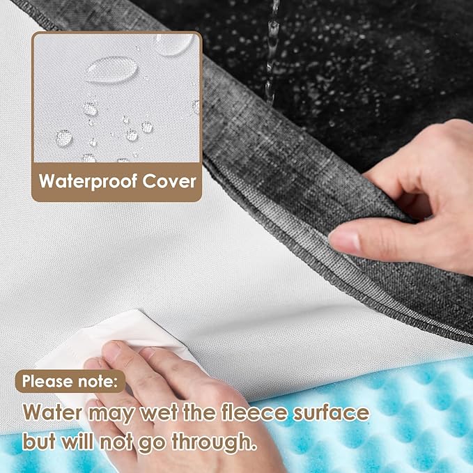 EHEYCIGA Waterproof Dog Bed Memory Foam 36x27, Orthopedic Dog Beds Mat for Large Dogs with Removable Cover, Dark Grey