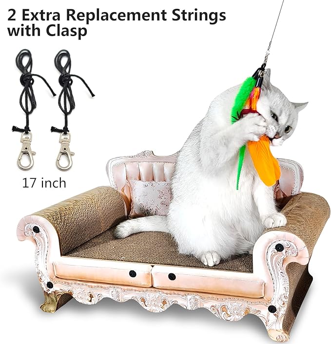 Interactive Cat Wand Toy Set β 2 Retractable Wands (38" & 50") with 11 Refills Attachments β Feather Toys, Plush Bird, Worms, Insect & Swallow β Cat Teaser Toys for Indoor Cats & Kittens