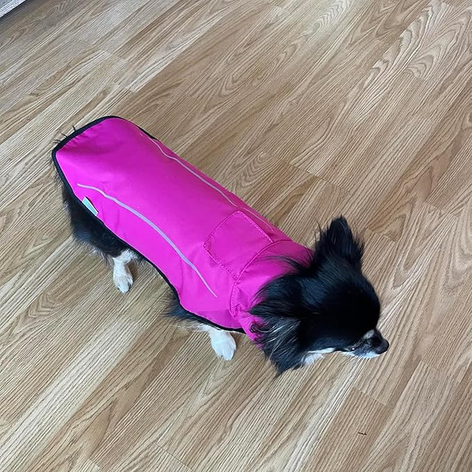 Mile High Life Dog Raincoat, Adjustable Waterproof Reflective Rain Jacket for Small Medium Large Dogs, Lightweight Breathable Pet Rain Coat with Leash Hole(Hot Pink,M Chest 26-32")