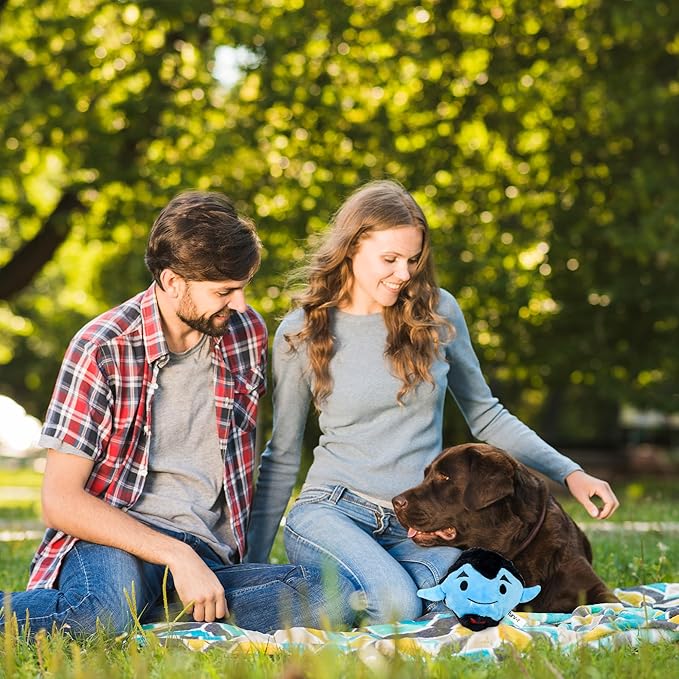 Flourish Pets 2 in 1 Halloween Multi-Layer Chew Toy for Active Dogs | Non-Toxic BPA Free Double Stitched Soft Fabric Exterior Dog Toys | Long-Lasting Dog Plush Toysโ Dracula 3.5"