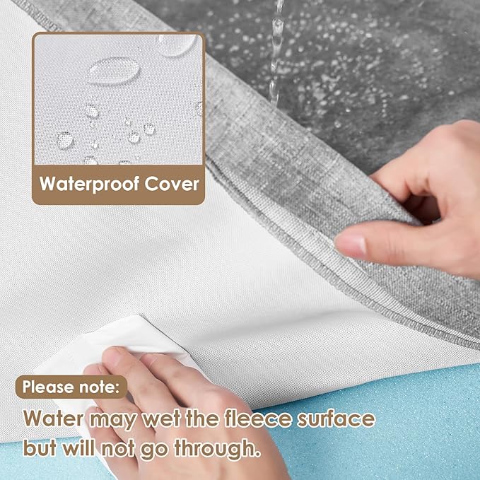 EHEYCIGA Waterproof Dog Bed Memory Foam 41x27, Orthopedic Dog Beds Mat for Gaint Dogs with Removable Cover, Grey