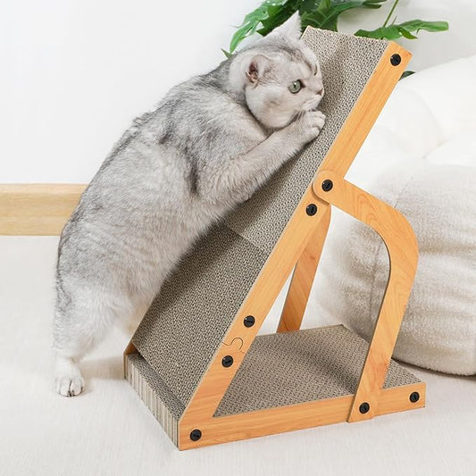 Cat Scratcher, Ramp L Shape Cat Scratch Pad, Cardboard Cat Scratchers for Indoor Cats, Sloped Cat Scratching Board