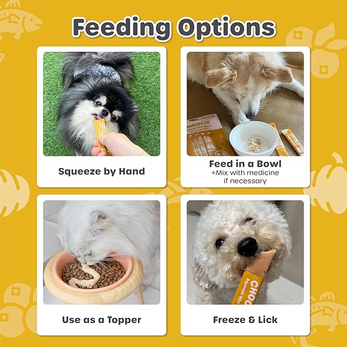 Choolip Squeeze Vita Stick Lickable Cat and Dog Treats – 7-Count Kidney Support Sticks with Multivitamins, Soft Squeezable Paste for All Life Stages, Supporting Kidney Health
