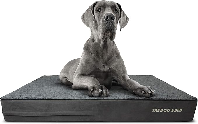 The Dog’s Bed Orthopedic Memory Foam Dog Bed, XXL Grey Plush, Pain Relief for Arthritis, Hip & Elbow Dysplasia, Post Surgery, Lameness, Supportive, Calming, Waterproof Washable Cover