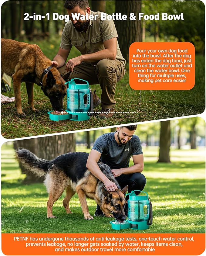 Portable Dog Water Bottle Bowl - 77 oz Travel Water Bowl Dispenser for Dogs Leak Proof, Suitable for Large Pet Drinking, A Must Have for Outdoor, Camping, Walking, Beach Other Scenes (Light Green)