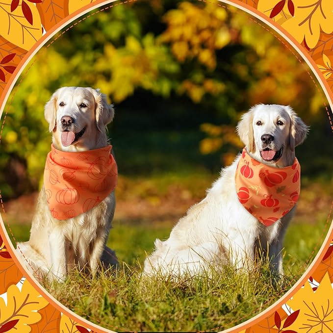 Chunful 60 Pcs Fall Bandanas for Dogs Autumn Maple Leaf Pumpkin Patterns Soft Bibs Adjustable Triangle Doggie Scarf for Small Medium Large Pet Costume(31.5 x 21.7 x 21.7 Inch)