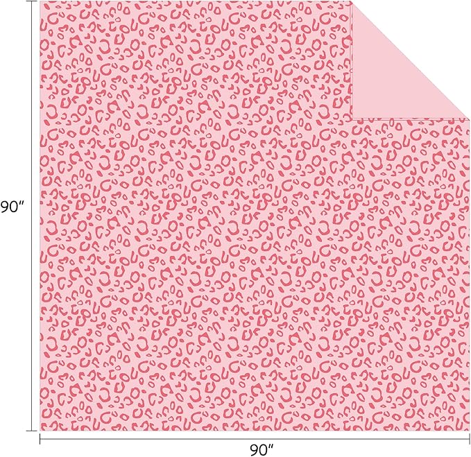 FY FIBER HOUSE Flannel Fleece Leopard Print Throw Blanket, Super Soft Lightweight Queen Size Bedspreads, 90"X90", Pink