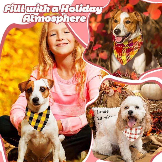 XPUDAC 100 Pack Plaid Dog Bandanas Bulk Dog Bandana for Dogs Scarfs Bib Washable Adjustable Kerchief for Small Medium Large Dogs Cats Christmas Birthday Holiday Pet Accessories