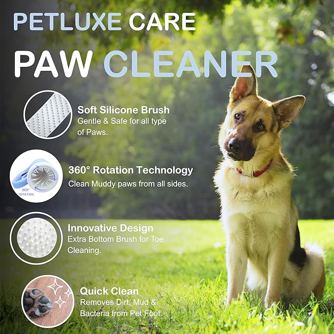 Dog Paw Washer Kit - Includes Paw Cleaner Cup, Towel, Pet Bath Brush & Moisturizing Balm - Dog Foot Washer for Muddy Paws, ideal for Small & Medium Dogs (Blue, Medium)
