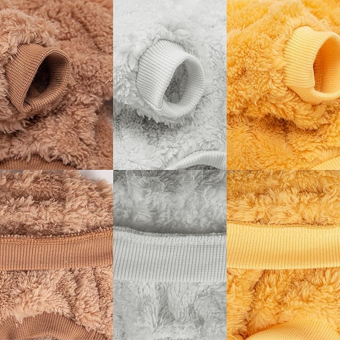 Dog Sweater, 3 Pack Dog Sweaters for Small Dogs or Cats, Girl or Boy, Warm Dog Clothes Shirt Coat for Winter Christmas (Beige, Coffee, Yellow, Large)