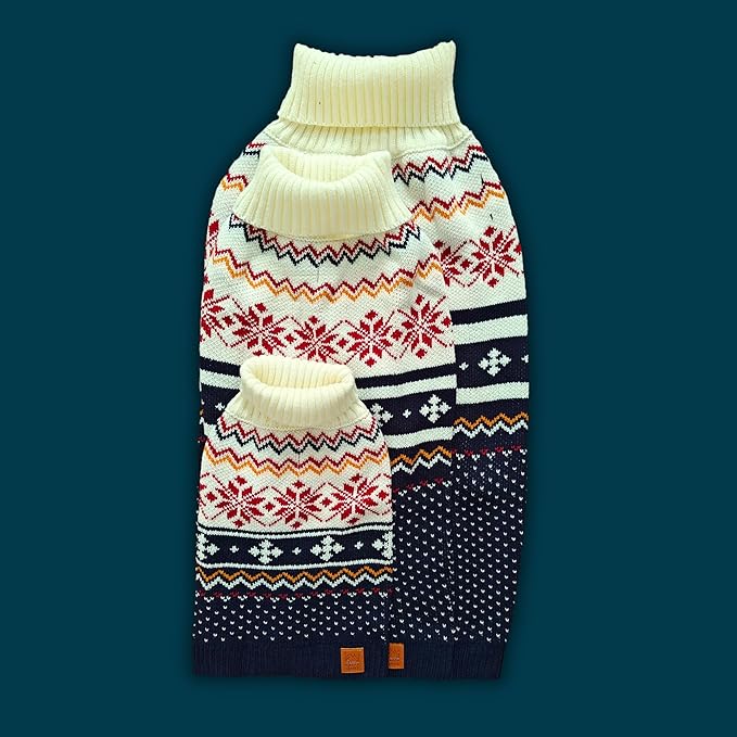 Cozy Acrylic Dog Sweater for Outdoor Adventures—Breathable & Insulating Knit—Classic Fit—Backpacking Gear for Dogs—Dog Hiking Gear—Dog Camping Gear (Large, Nordic)