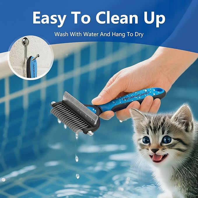 Pet Grooming Set with Shedding Brush and Dematting Comb,Brush for Small Breed Dogs,Cat Shedding Brush,Stainless steel teeth remove tangled hair,Pet Grooming Tools-Small