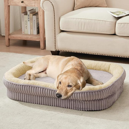 Orthopedic Dog Bed for Medium, Large Dogs Breeds, High Density Egg Crate Foam Dog Sofa Beds with Four Sided Bolster,Oval Kennel Bed, Pet Couch Bed,Removable Washable Cover& Non-Slip Bottom