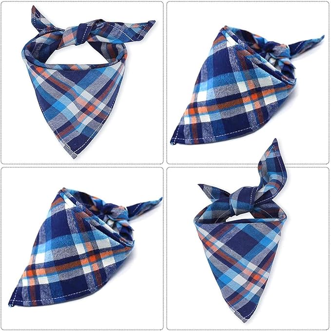 8 Pack Triangle Dog Bandanas, Reversible Plaid Painting Bibs Scarf, Washable Christmas Dog Bandanas Apparel & Accessories Kerchief Set