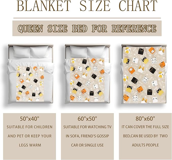 Cat Blanket Gifts for Girls Women Soft Flannel Cats Lovers Throw Blanket Cat Birthday Gift Bedding Decor for Women Girls Kids Adults 50"x40"