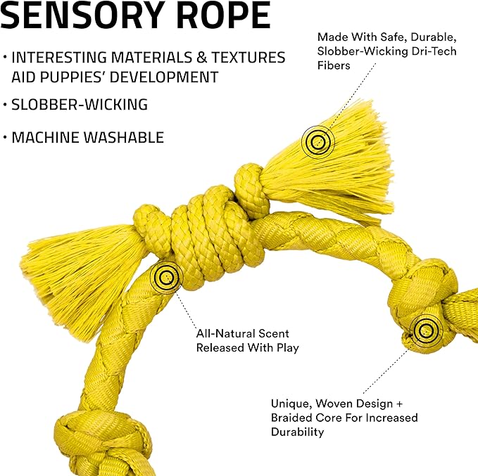 Playology Dog Toys | Puppy Toy Sensory Rope Tug of War Rope for Dogs and Puppies | Small Chicken Scented Toy - Easy to Clean and Made from Non Toxic Materials