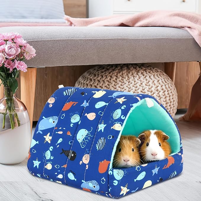 UPINS 2 Pack Guinea Pig Bed, Guinea Pig Hideout Washable Small Animal House Cage Accessories for Dwarf Rabbits Chinchillas Hamsters Hedgehogs Ferrets Bearded Dragons and Rats