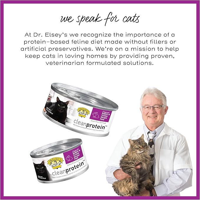Dr. Elsey's cleanprotein Original Rabbit & Turkey Recipe Wet Cat Food, (Pack of 24), 2.75oz Cans