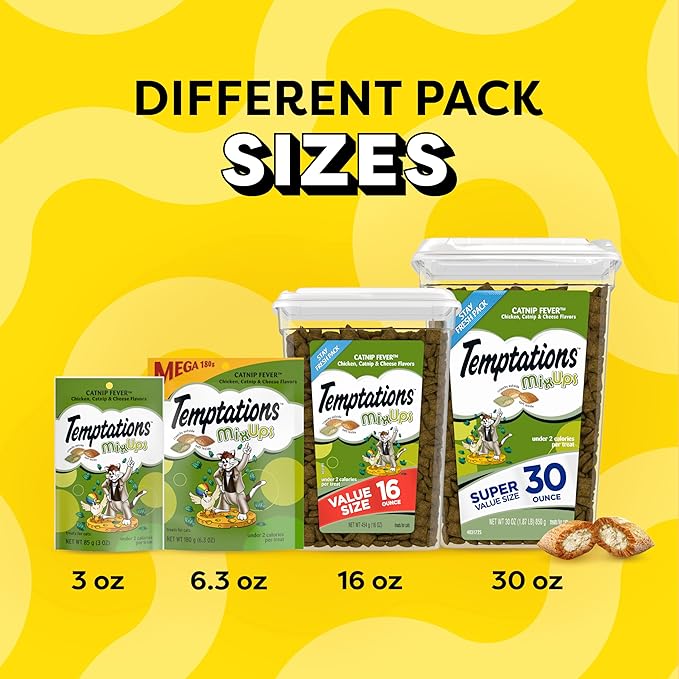 Temptations MixUps Catnip Fever Flavor Crunchy and Soft Cat Treats, 48 oz. Bag