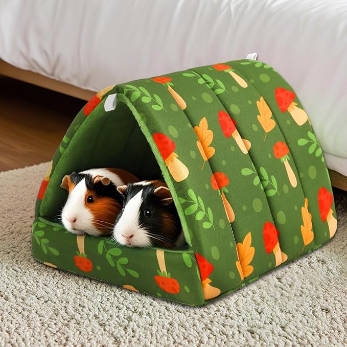 UPINS 2 Pack Guinea Pig Bed, Guinea Pig Hideout Washable Small Animal House Cage Accessories for Dwarf Rabbits Chinchillas Hamsters Hedgehogs Ferrets Bearded Dragons and Rats