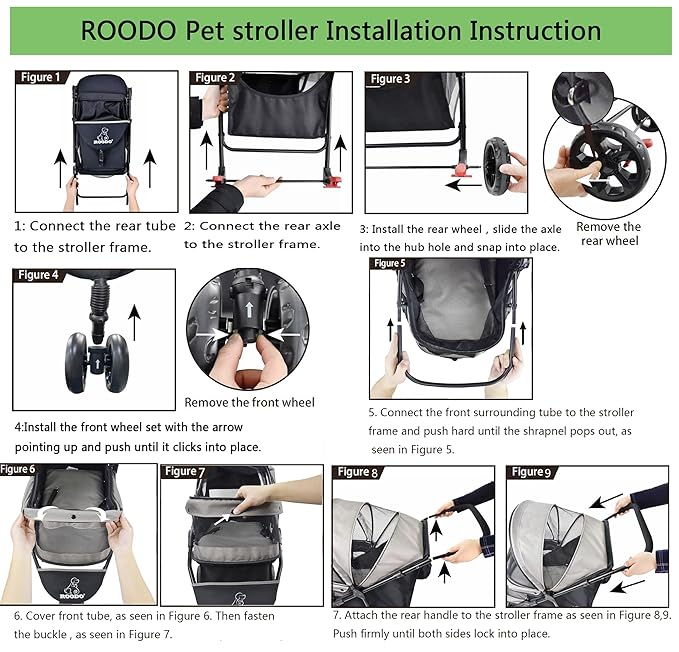 ROODO 3 Wheel Pet Stroller Best Lightweight Foldable Compact Portable Jogger All Terrain Travel Pet Gear Puppy Kitty Stroller for up to 30lbs Medium Small Dogs and Cats(Green)