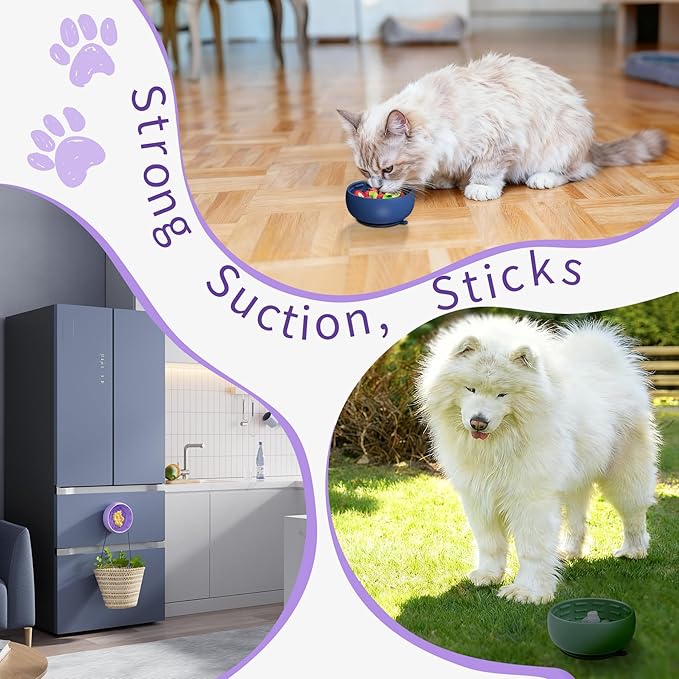 Purple Dog Puzzle Toy & Lick Mat for Bathing - Grooming Helper & Boredom Buster Slow Feeder Bowl with Suction Cups for Dogs and Cats - Interactive Treat Dispenser