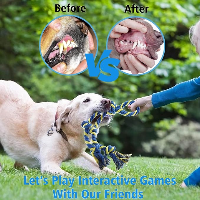 Rope Toy for Dogs,Large Dog Rope Toys for Aggressive Chewers, Heavy Duty Dog Toys for Large Medium Breed, Indestructible Tough Chew Toys Tug of War Dog Toy Cotton Rope for Teeth Cleaning