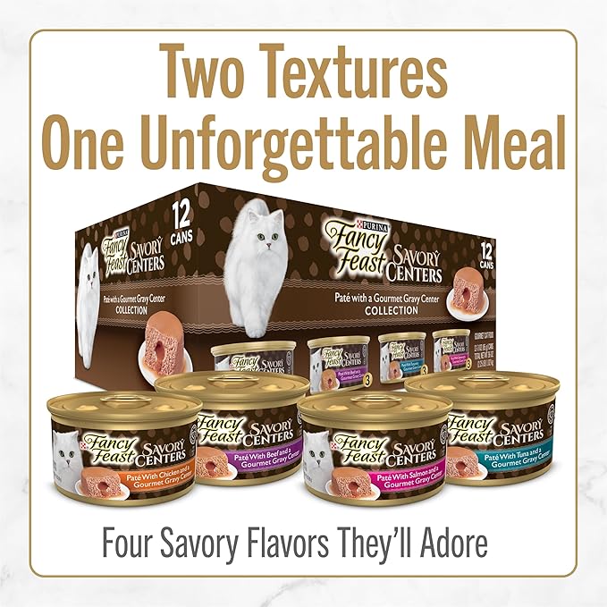 Purina Fancy Feast Savory Centers With Salmon Wet Cat Food Pate with Gourmet Gravy Center - (Pack of 24) 3 oz. Cans
