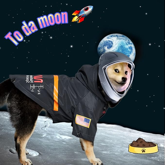 ChoChoCho NASA Dog Raincoats, Reflective Rain Jacket Water Proof, Dog Clothes Cat Outfit for Small to Large Dogs (Black, M)