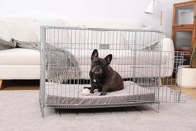 Orthopedic Dog Beds for Medium Dogs Waterproof Dog Bed for Crate, with Removable Washable Cover and Non-Slip Bottom, 29x18 Inch, Light Gray
