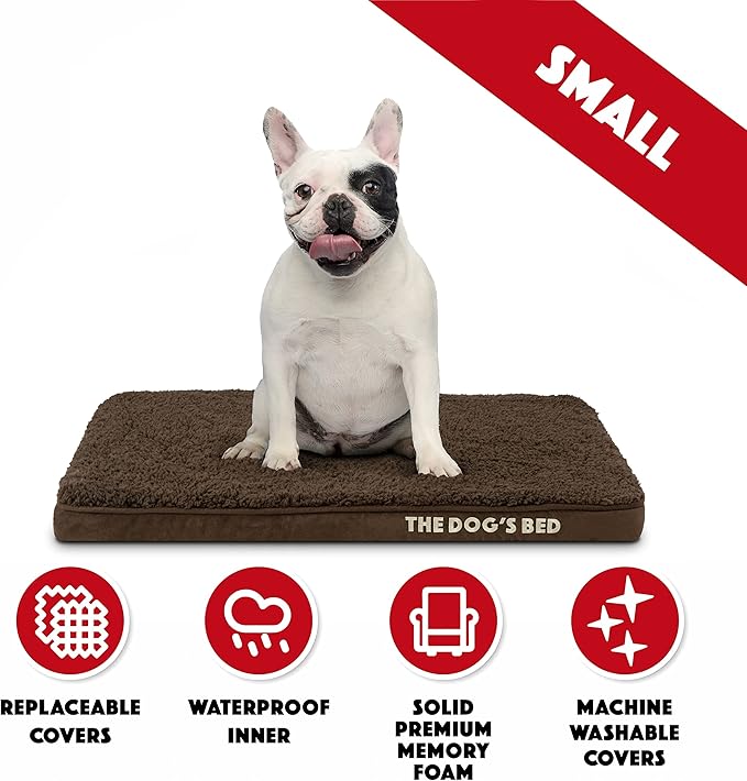The Dog’s Bed Orthopedic Memory Foam Dog Bed, Small Brown Plush, Pain Relief for Arthritis, Hip & Elbow Dysplasia, Post Surgery, Lameness, Supportive, Calming, Waterproof Washable Cover