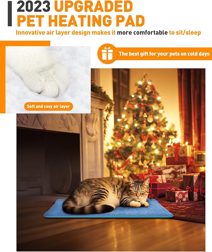2023 Newest Pet Heating Pad Temperature Adjustment Dog Heating Pad Anti-bite Puppy Heating Pad with Timer Cat Heating Pad Indoor Waterproof Pet Warming Pad Electric Heated Bed Mat Dog