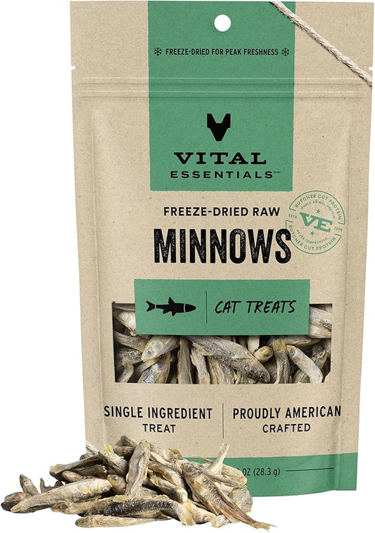 Vital Essentials Minnows Cat Treats, 1 oz | Freeze-Dried Raw | Single Ingredient | Grain Free, Gluten Free, Filler Free