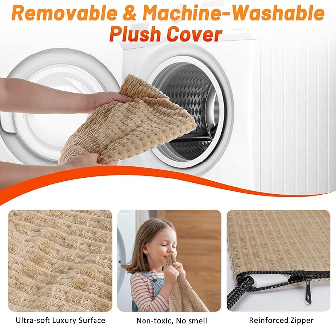 Heated Cat Bed, Waterproof Heated Cat Dog Bed with Adjustable Temperature & Timer, Electric Pet Mat for Indoor Cats Dogs, Chew Resistant Steel Cord(Small: 18"x16" Brown)