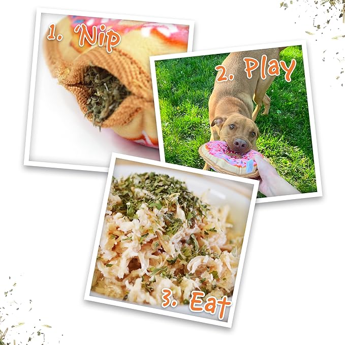 Doggijuana Tuffer Chewer Plush Dog Toy | Funny Dog Toy Plush with Juananip Catnip for Dogs | Calming Aid for Dogs | Interactive Squeaky Chew Toy for Play (Sprinkled Donut)