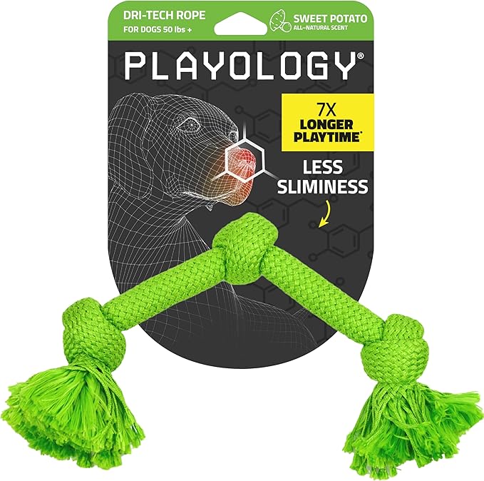 Playology Dog Toys | Dri-Tech Rope Toy Tug of War Rope for Aggressive Chewers | Jumbo Sweet Potato Scented Toy - Easy to Clean and Made from Non Toxic Materials