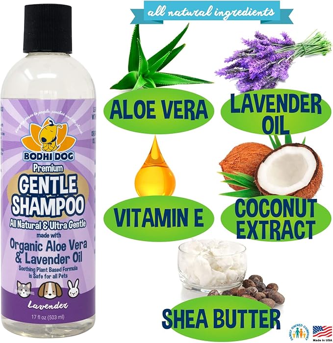 Bodhi Dog Premium Gentle Shampoo - Soothing, Ultra-Gentle Puppy Shampoo with Aloe Vera & Lavender Oil - Natural Moisturizing Pet Wash for Puppies, Dogs & Cats (17 Fl Oz)