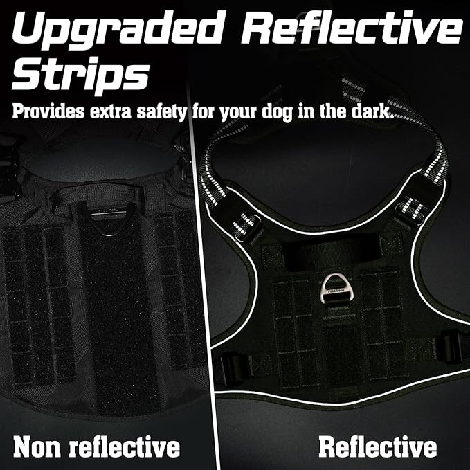 rabbitgoo Tactical Dog Harness for Small Dogs, No Pull Military Service Vest with Handle & Molle, Easy Control for Training Walking, Adjustable Reflective Straps, Green, S