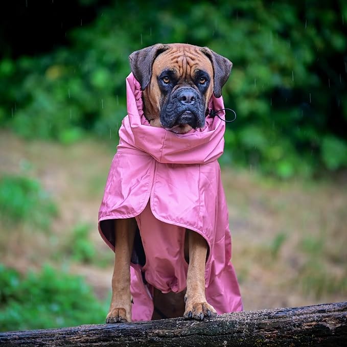 Spark Paws Dog Raincoat, Waterproof Windproof Rain Jacket, for Small Medium Large Extra Large Dogs, Reflective Breathable Full-Body Coverage Dry Suit - Sea Pink, 4XL