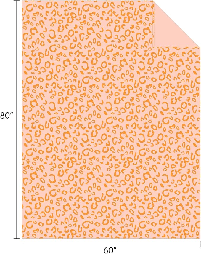 FY FIBER HOUSE Flannel Fleece Leopard Print Throw Blanket Super Soft Lightweight Fluffy Twin Blankets for Couch, 60"X80",Orange