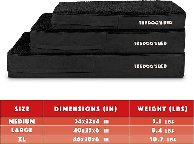 The Dog’s Bed Orthopedic Memory Foam Dog Bed, XXL Black Plush, Pain Relief for Arthritis, Hip & Elbow Dysplasia, Post Surgery, Lameness, Supportive, Calming, Waterproof Washable Cover