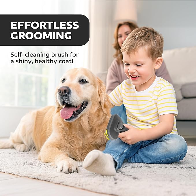 Hertzko Self Cleaning Slicker Brush for Cats & Dogs – Grooming Tool for Shedding Long & Short Hair – Retractable Bristles – Easy-Clean Cat & Dog Deshedding Brush, Painless Detangling - Black