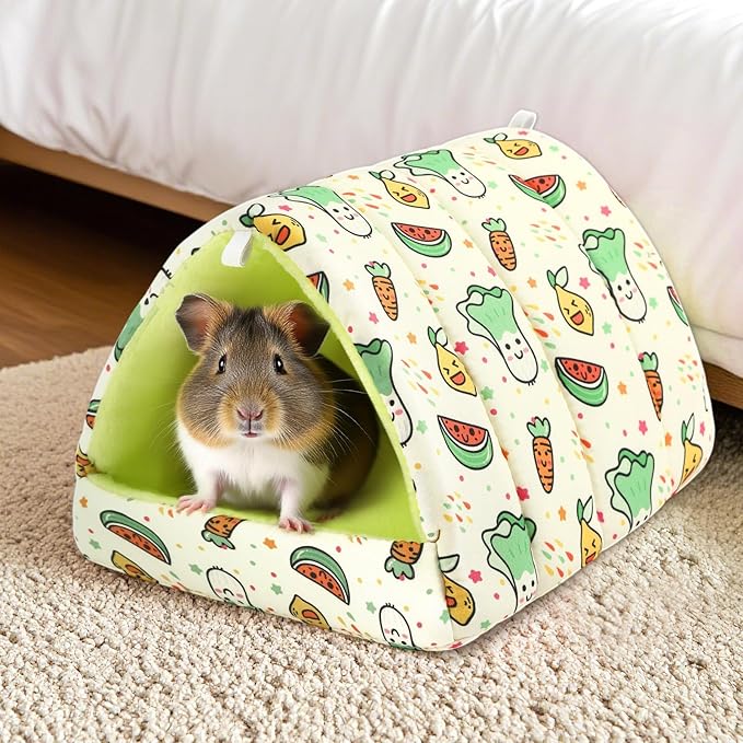 UPINS 2 Pack Guinea Pig Bed, Guinea Pig Hideout Washable Small Animal House Cage Accessories for Dwarf Rabbits Chinchillas Hamsters Hedgehogs Ferrets Bearded Dragons and Rats