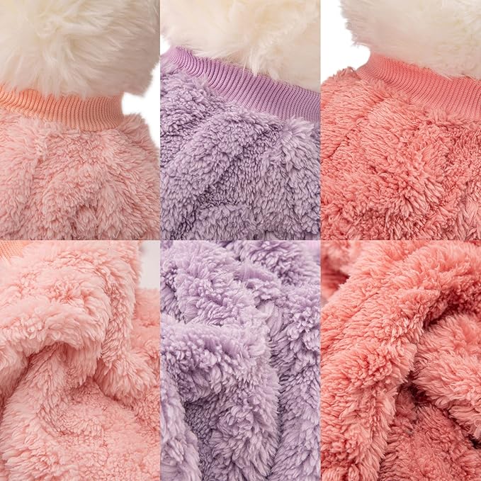 Dog Sweater, 3 Pack Dog Sweaters for Small Dogs or Cats, Girl or Boy, Warm Dog Clothes Shirt Coat for Winter Christmas (Pink, Purple, Rose Red, Large)